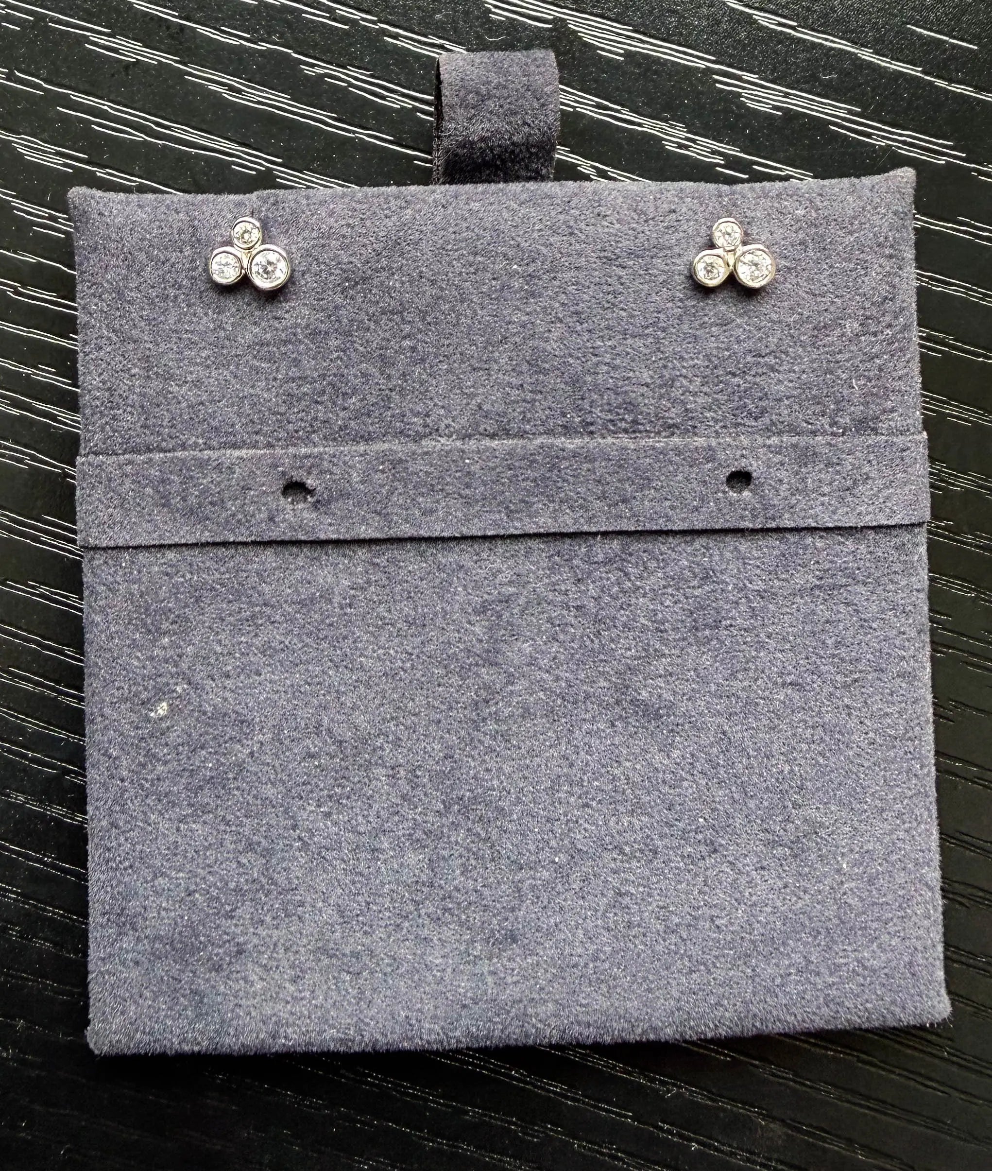 3 Stone Diamond Stud Earrings