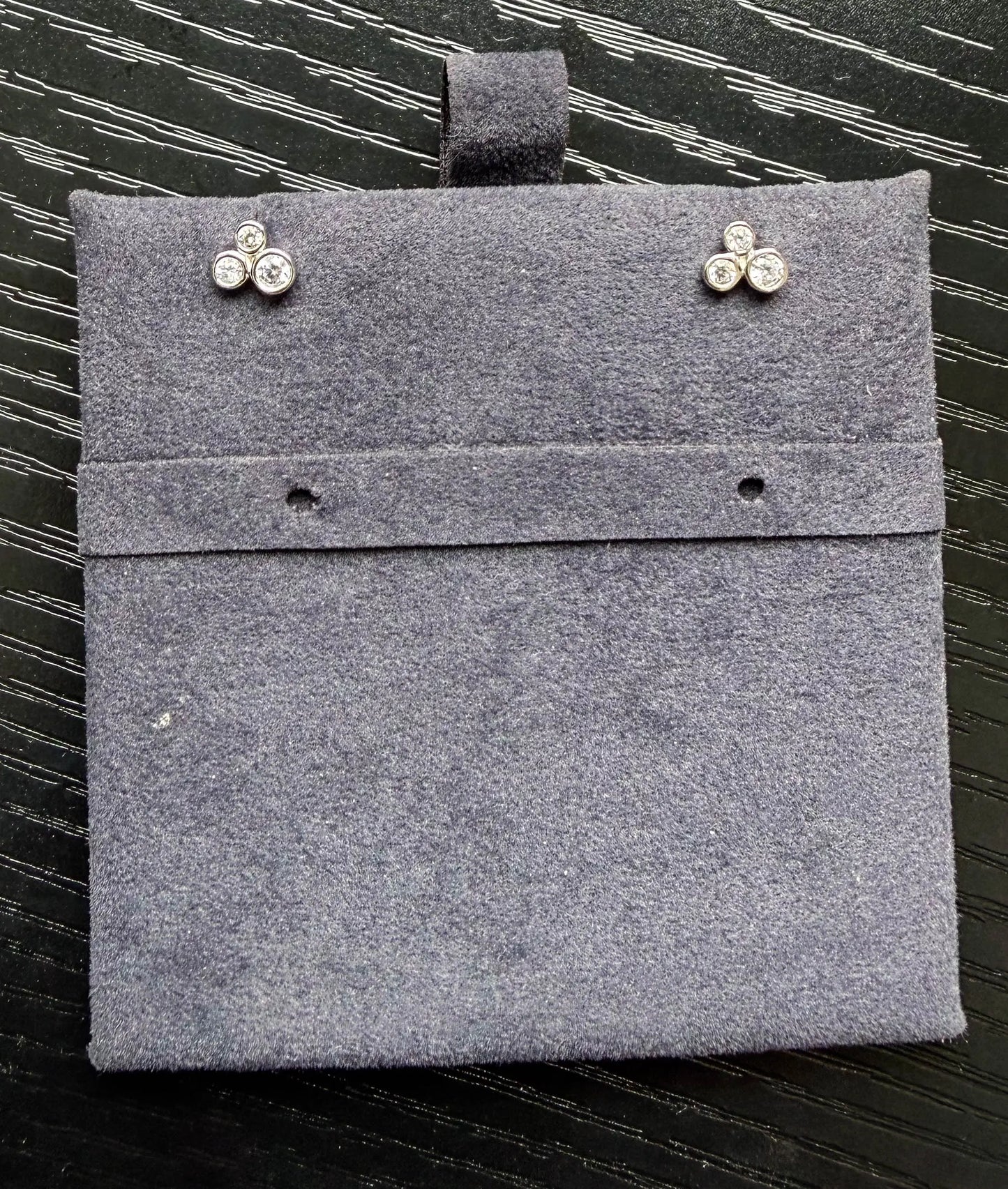 3 Stone Diamond Stud Earrings