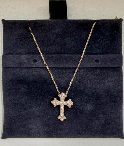 Close-up showing 17.50mm cross with 0.25 Cttw pavé diamonds