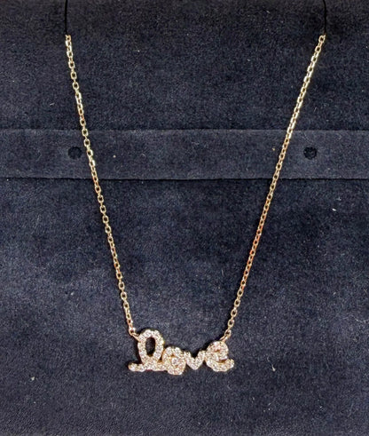 Diamond Pave Love worn necklace display