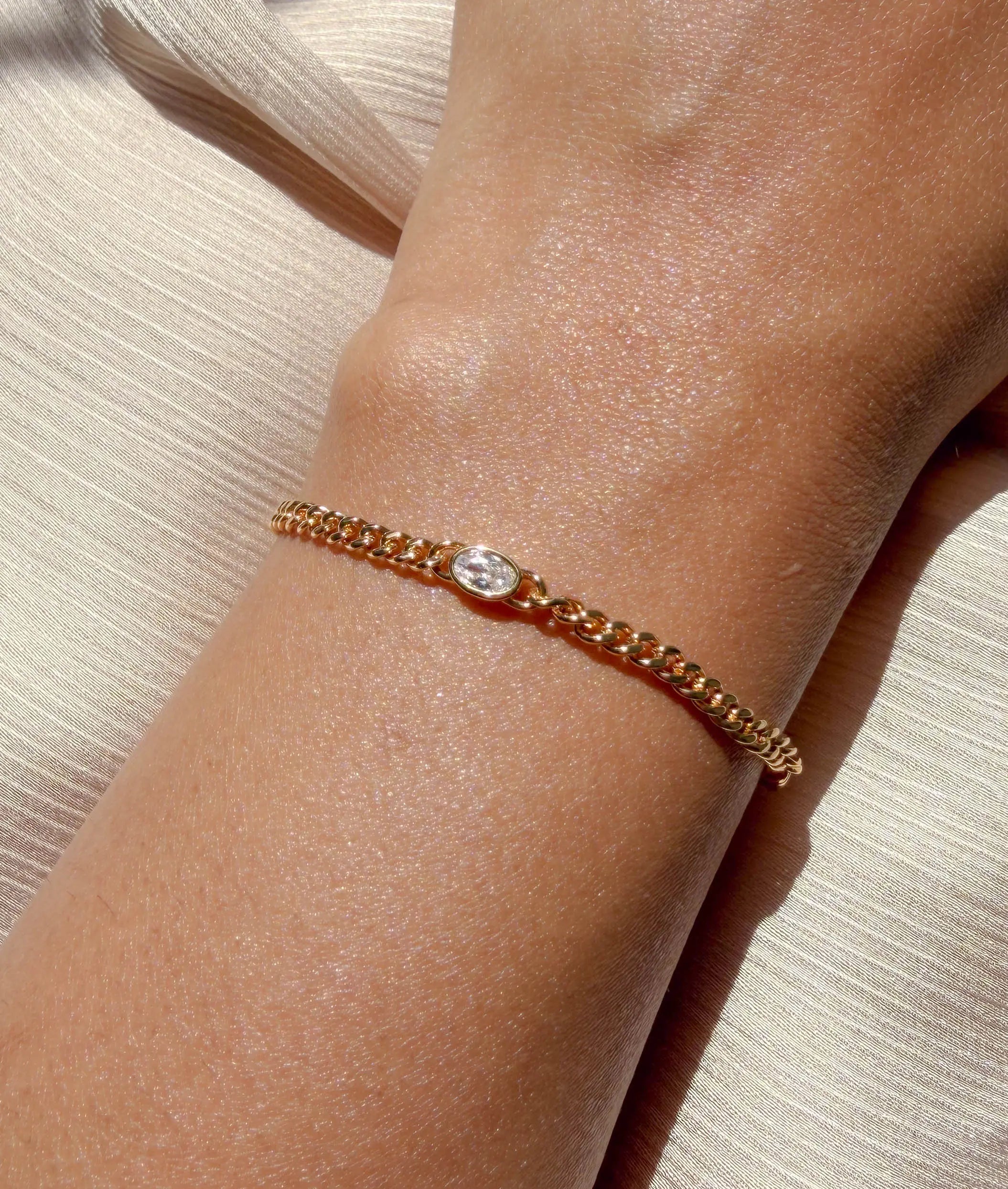 Diamond Solitaire Curb Link Bracelet