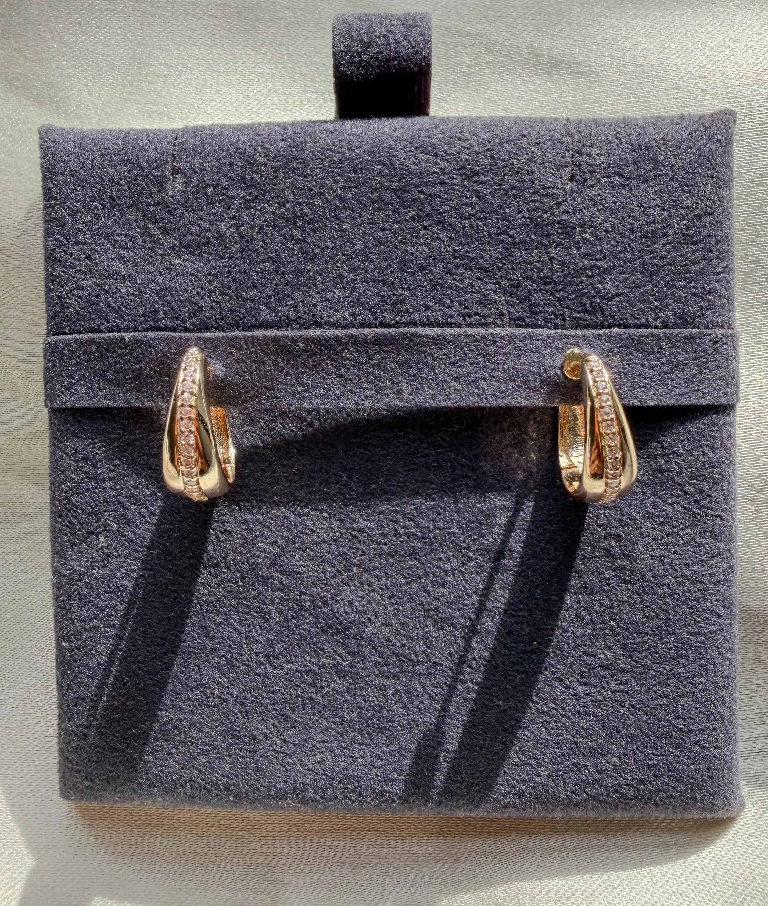 Diamond Line Dome Hoop Earring