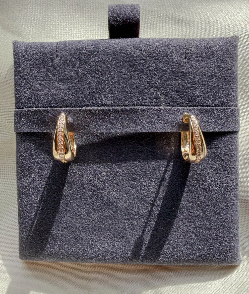 Diamond Line Dome Hoop Earring