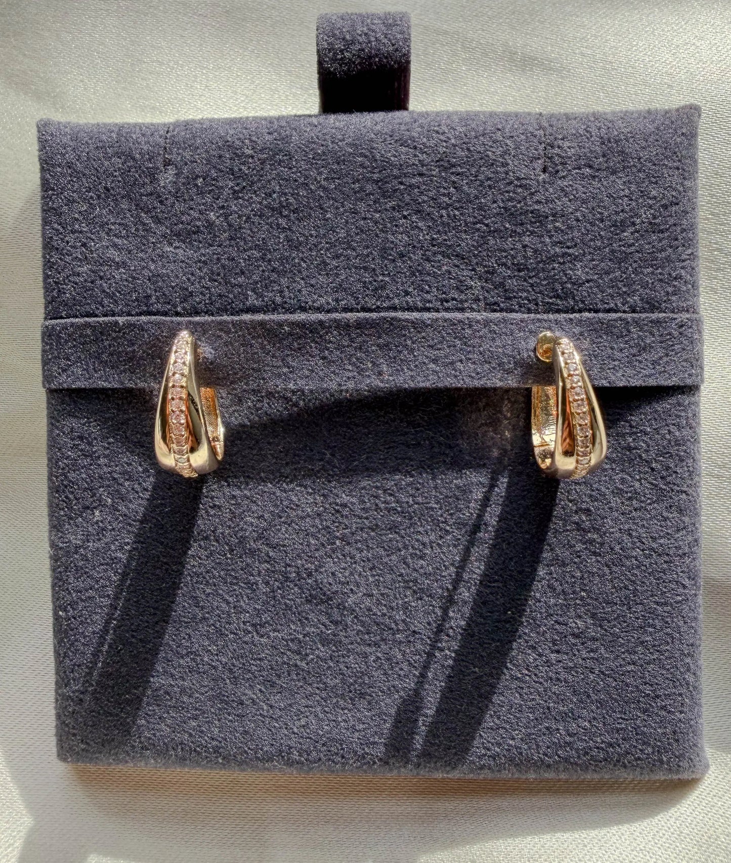 Diamond Line Dome Hoop Earring