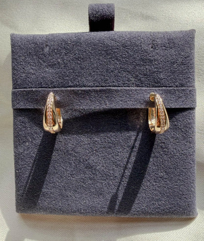 Diamond Line Dome Hoop Earring