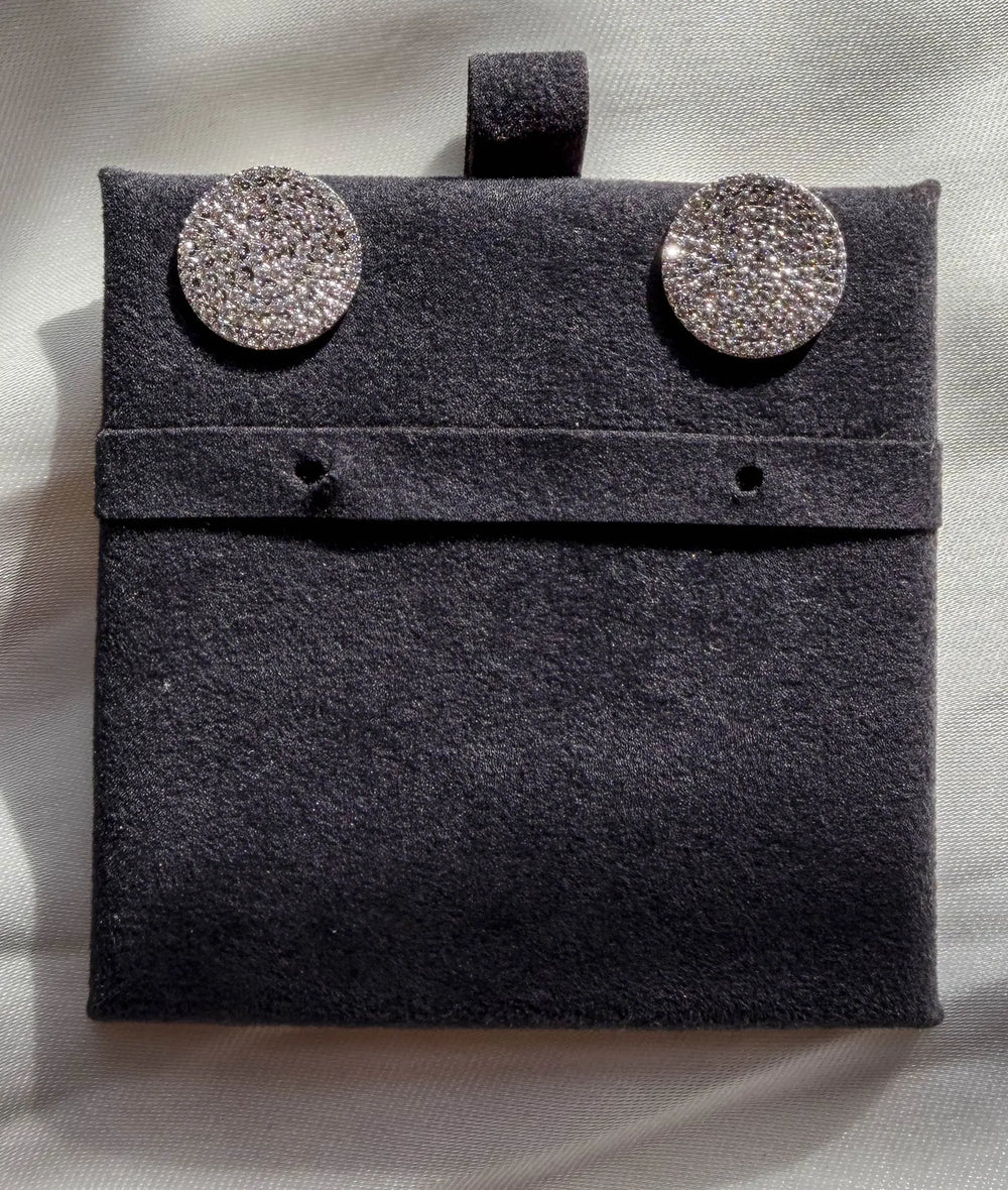 Diamond Pave Disc Stud Earring