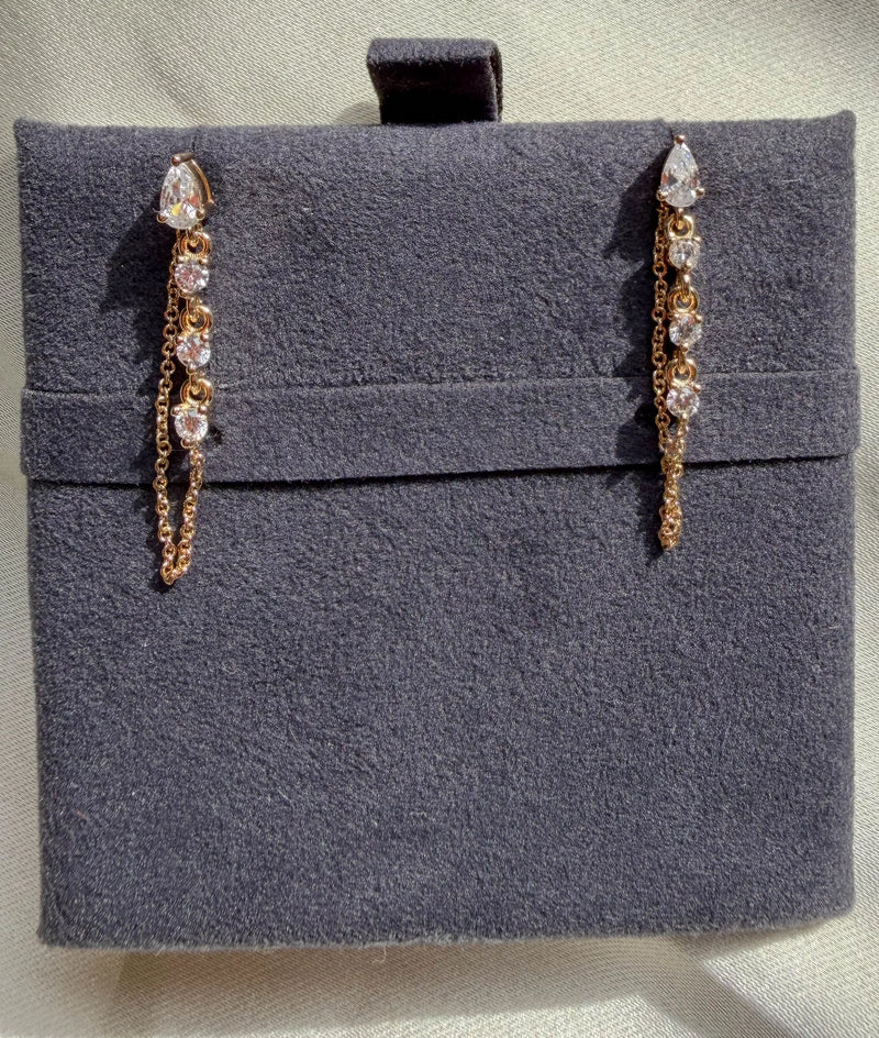 Diamond Cable Chain Dangle Earring