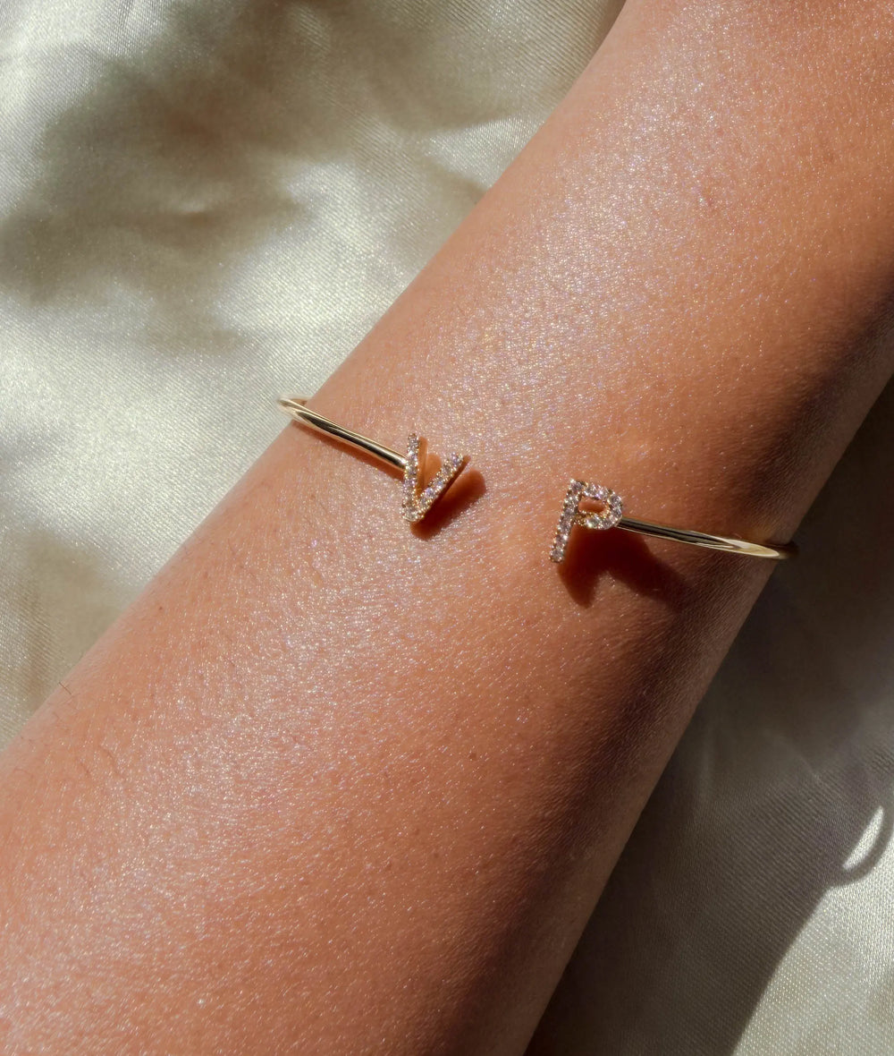 Diamond Initials Open Bangle