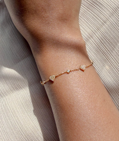 Diamond Pave and Solitiare Station Bracelet