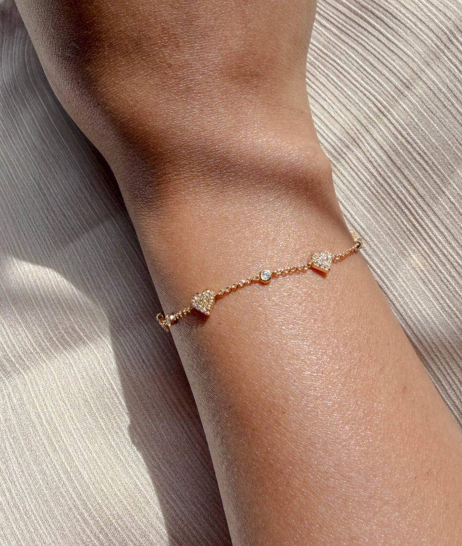 Pave Diamond & Solitaire Station Bracelet