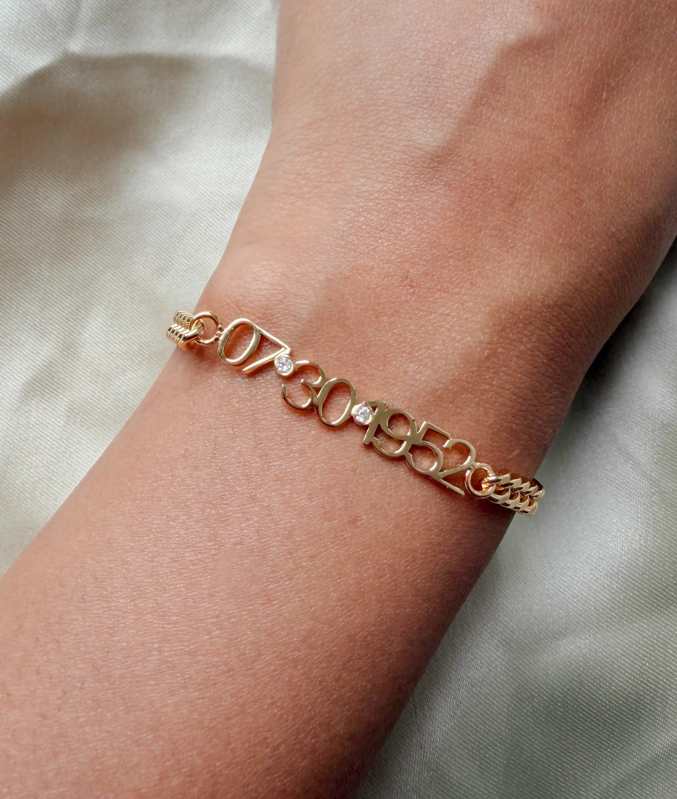 Custom Diamond Date Curb Link Bracelet