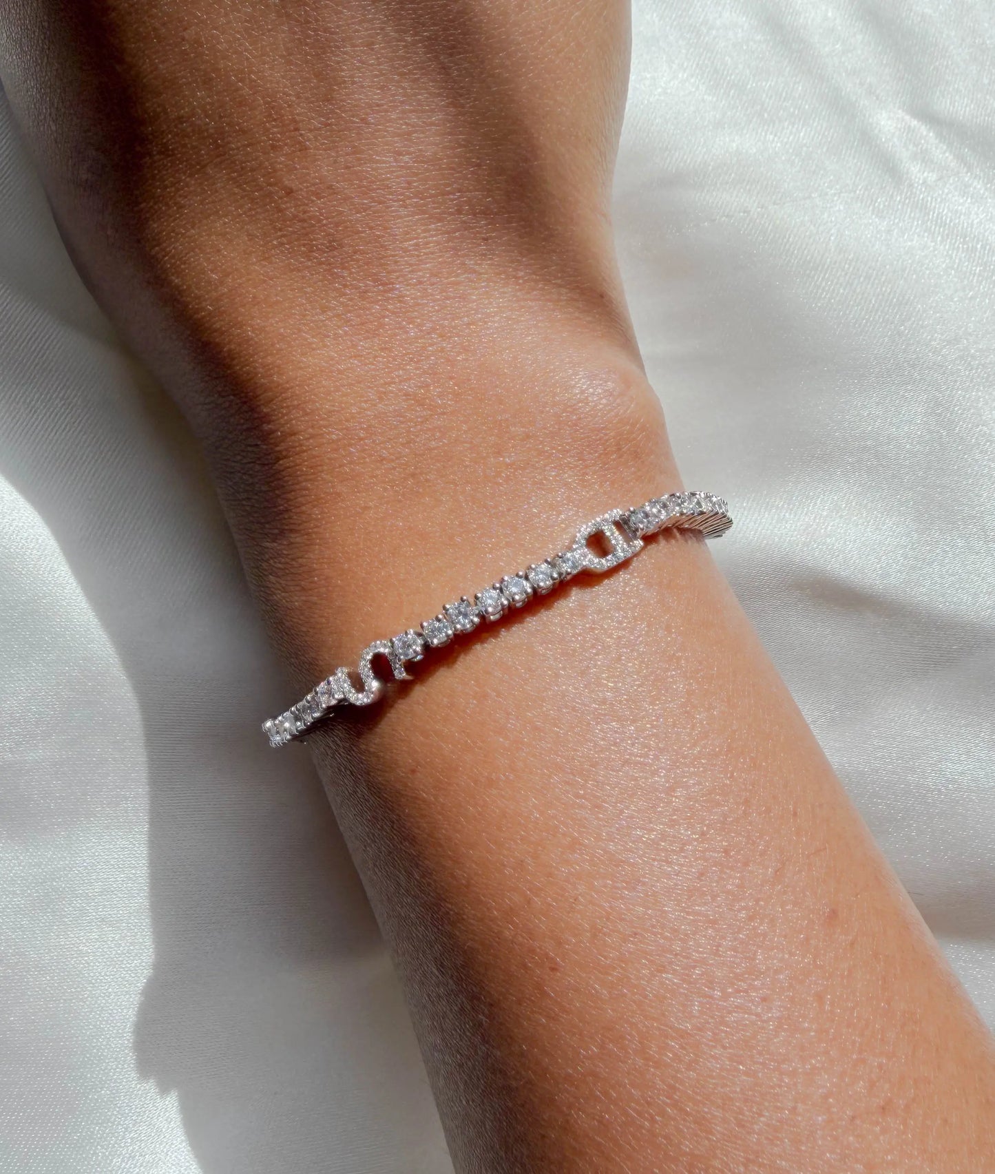 Custom Diamond Pave Initial Tennis Bracelet