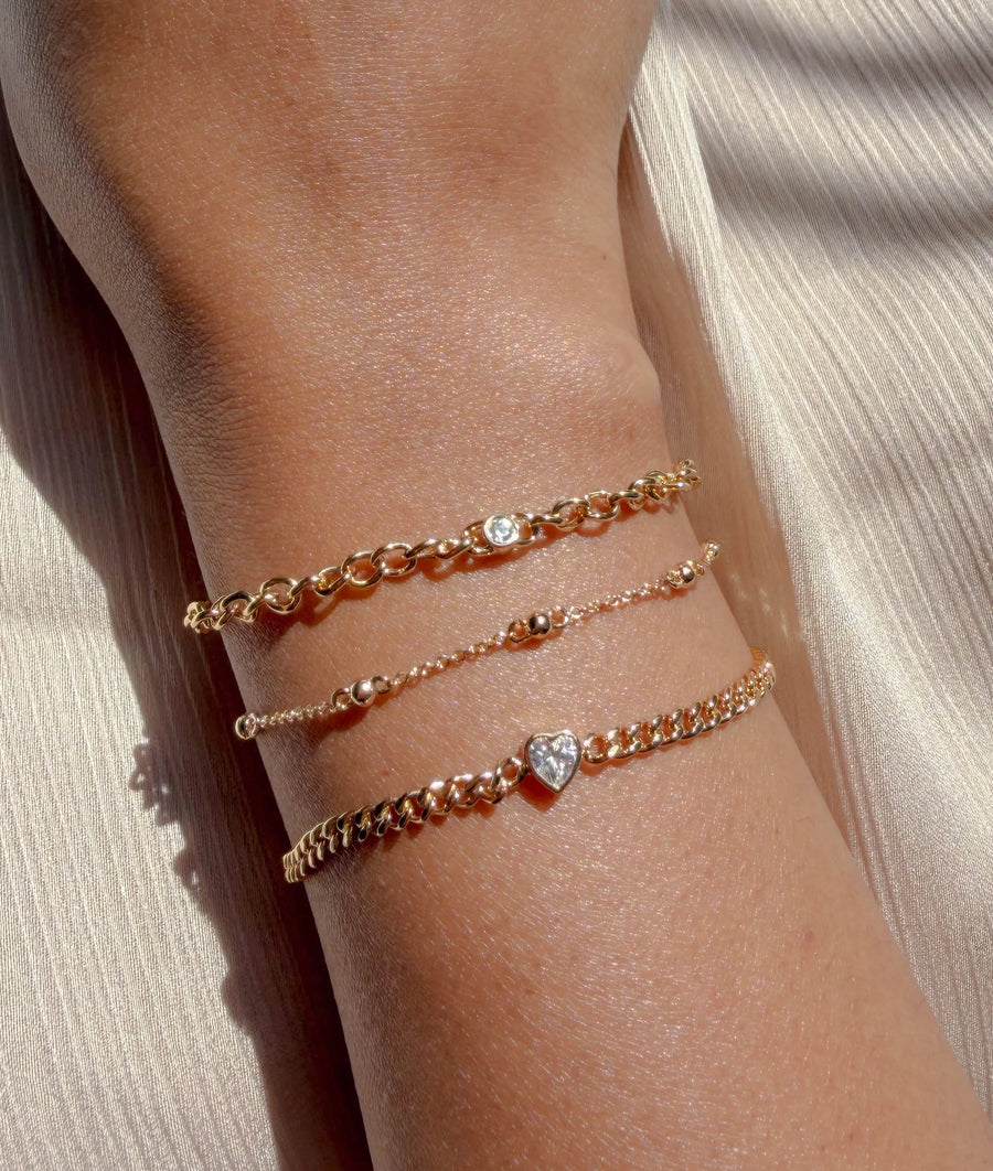 Gold Bead Station Bracelet