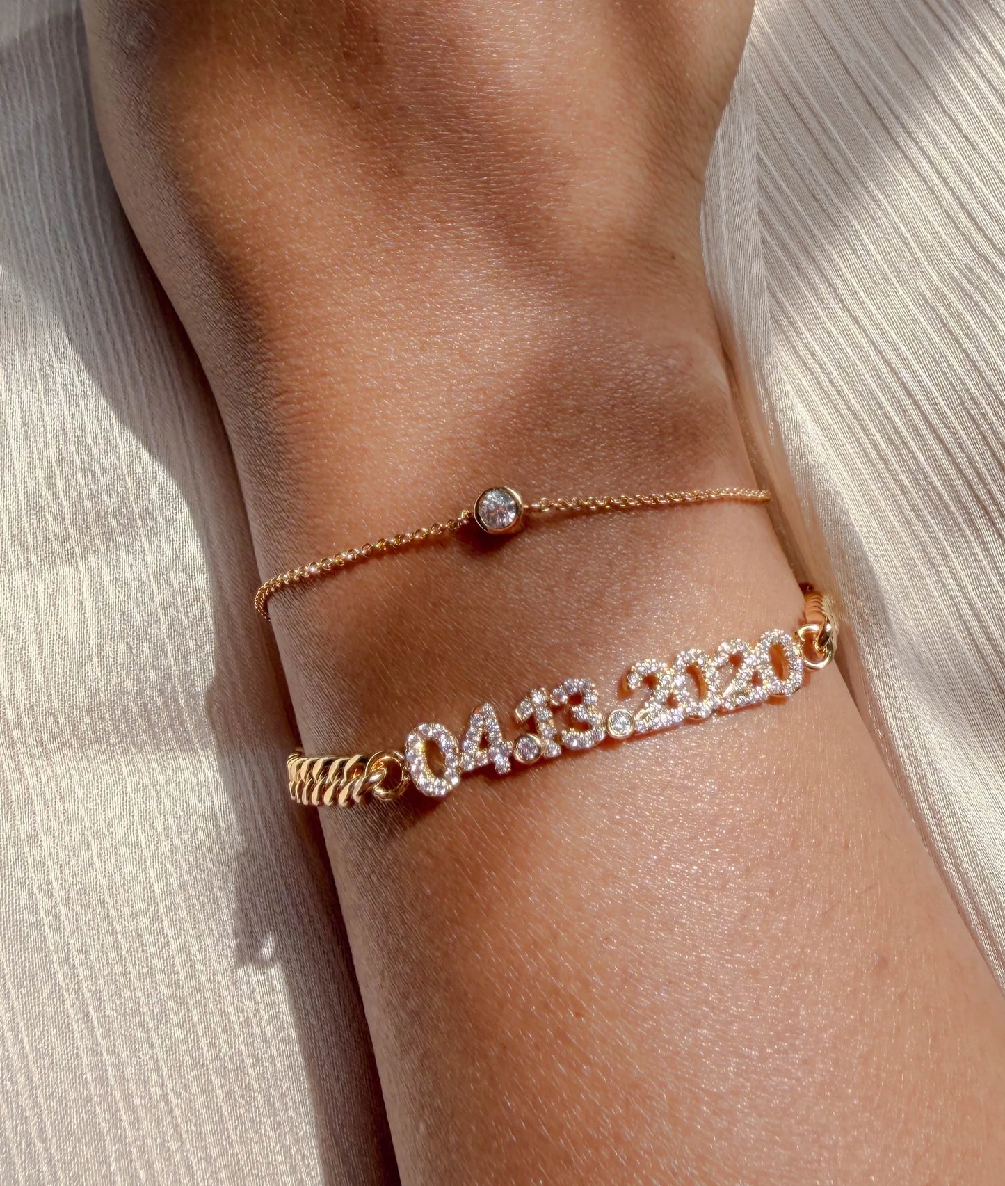 Custom Diamond Pave Date Curb Link Bracelet