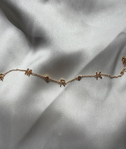 3 Diamond Initials Cable Chain Bracelet