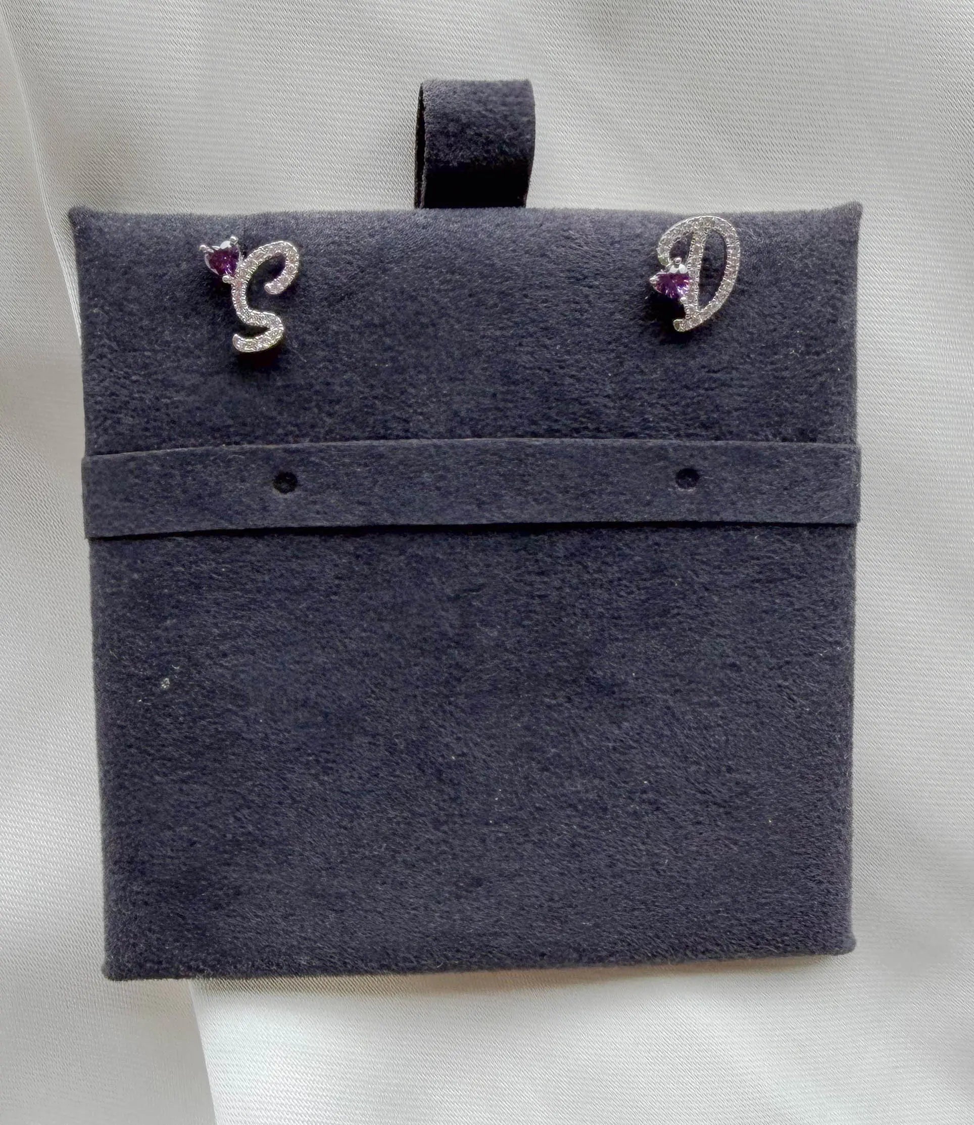 Diamond Initial with Solitaire Stud Earrings