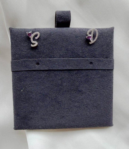 Diamond Initial with Solitaire Stud Earrings