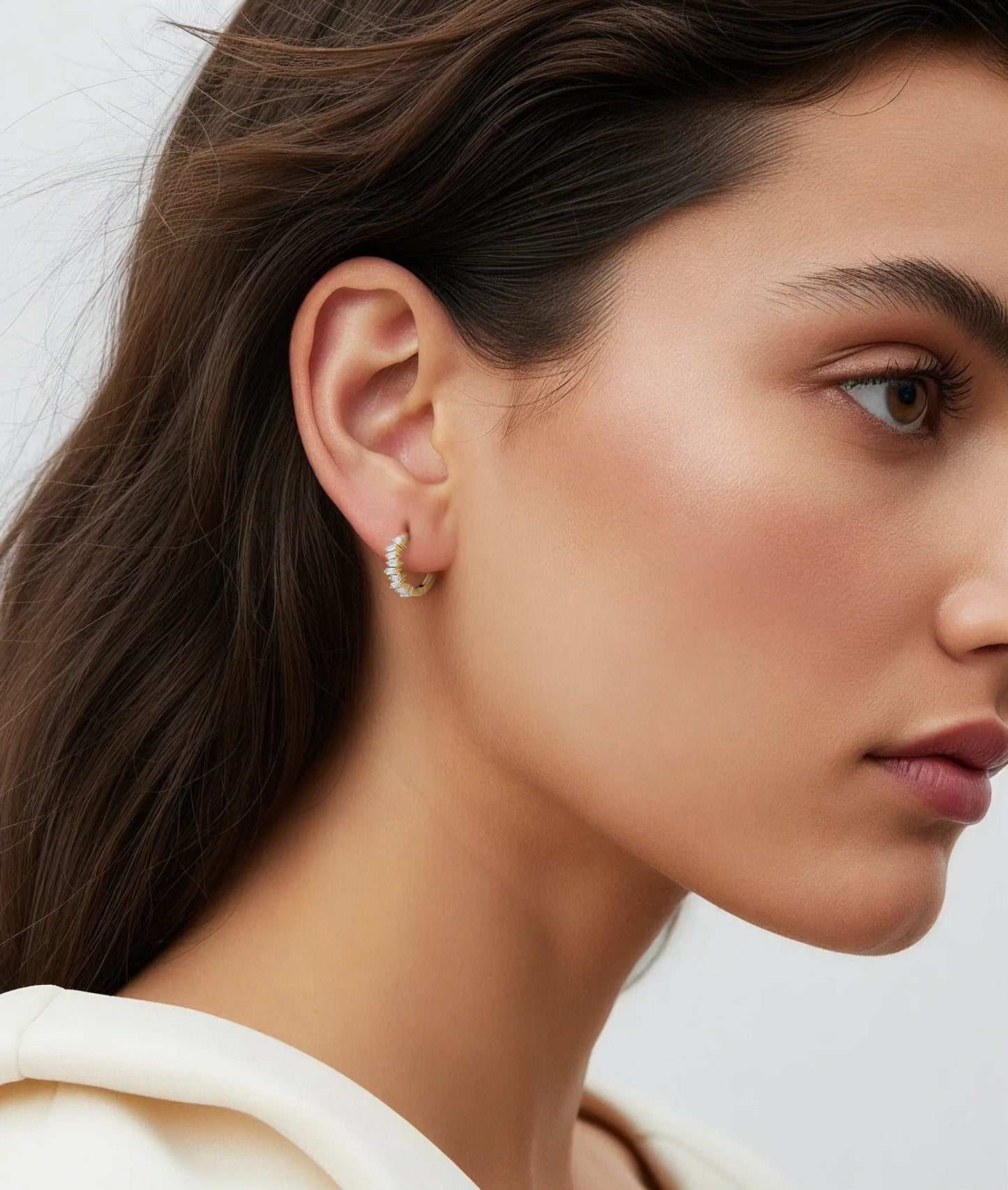 Diamond Baguette Hoop Earring on display highlighting must-have sophisticated appeal
