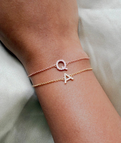 Diamond Initial Cable Link Bracelet