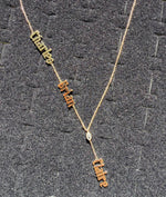 Custom 3 Name Y Shape Necklace with Solitaire