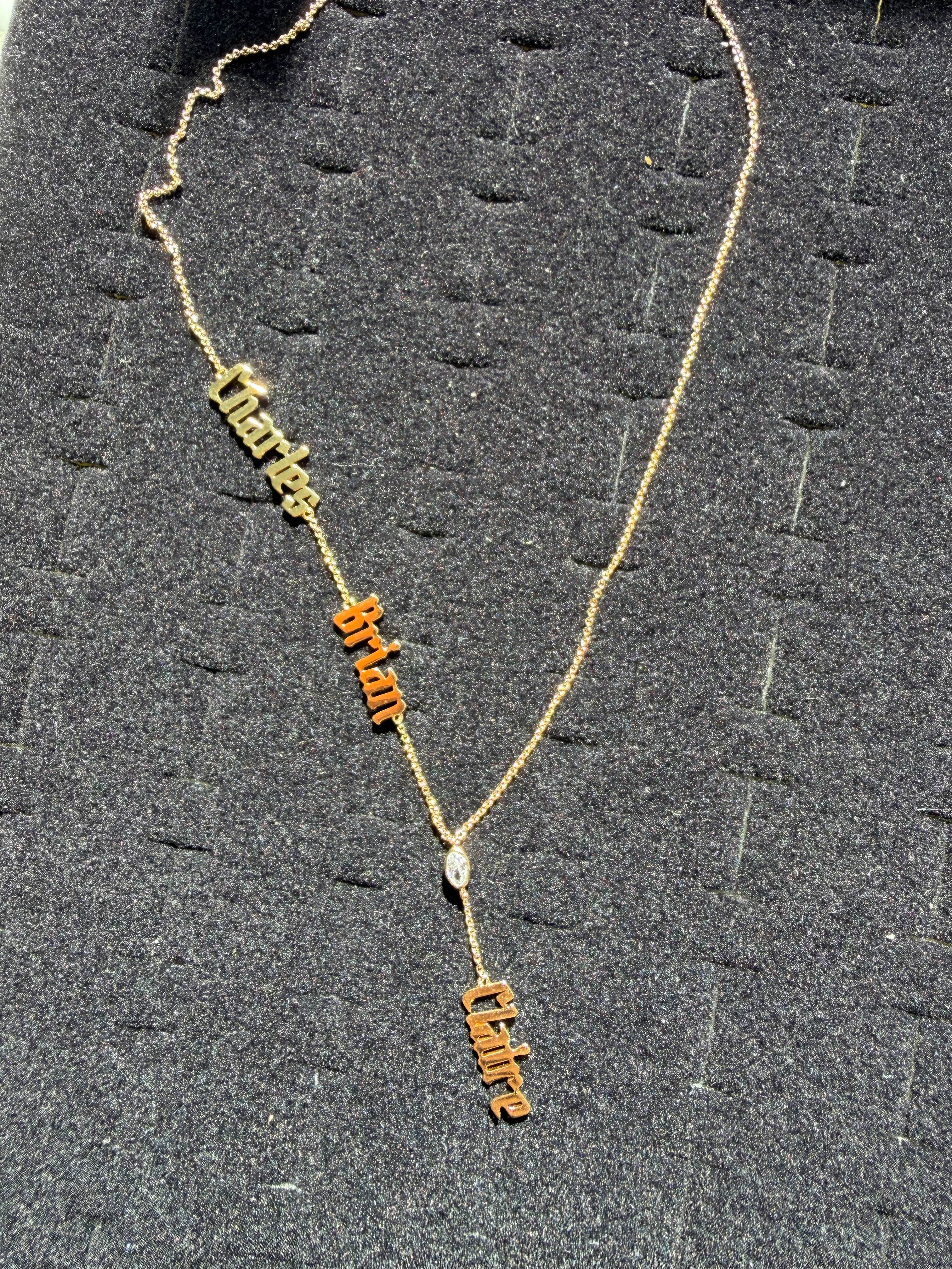 Y shape three names diamonds 5mm 0.15 ctw close-up