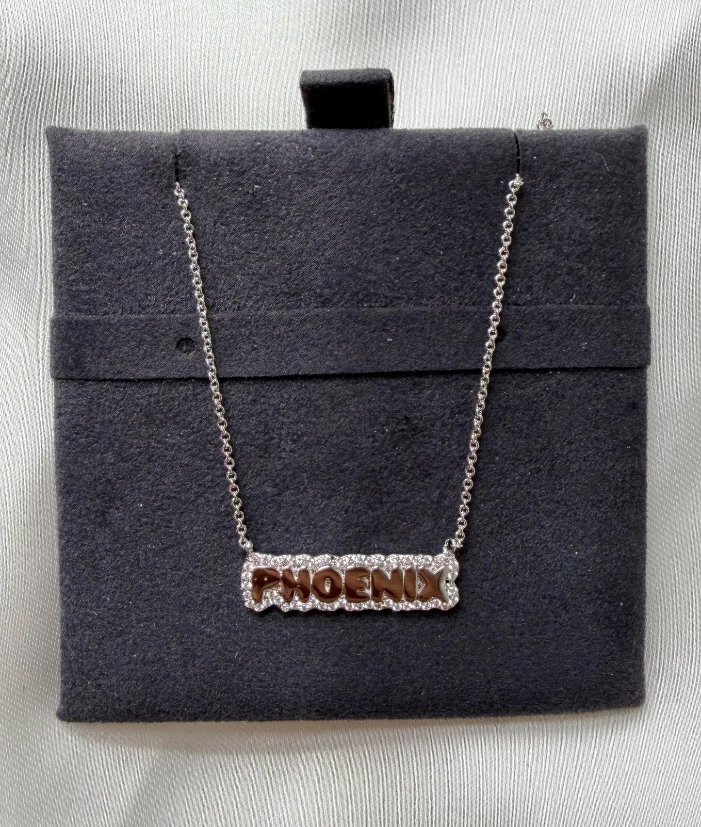 Diamond outlined name letters 7mm 0.19 ctw close-up