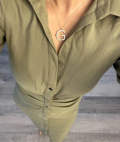 Diamond Pave Initial with Gold Heart visual size guide comparison