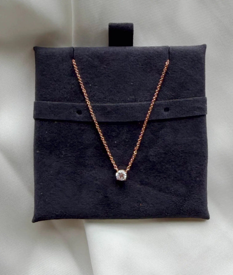 Solitaire Diamond Necklace worn on model, elegant everyday jewelry styling