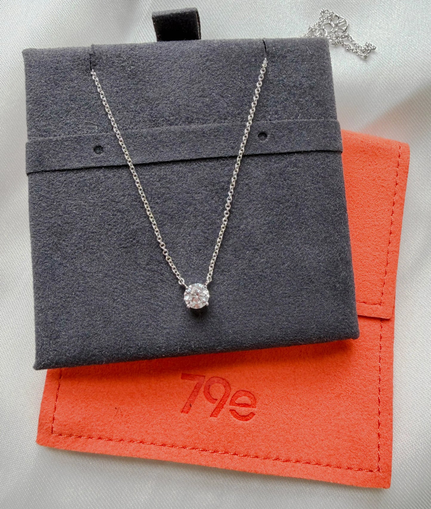 Solitaire Diamond Necklace classic design, sparkling diamond on delicate chain
