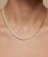 STERLING SILVER Lab Diamond Tennis Paper Clip Necklace