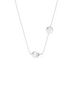 Bezel set two-stone lab diamond necklace in 14K white gold
