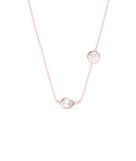 Bezel set two-stone lab diamond necklace in rose gold