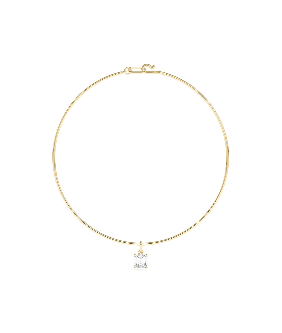 Solitaire lab diamond collar necklace in 14K yellow gold