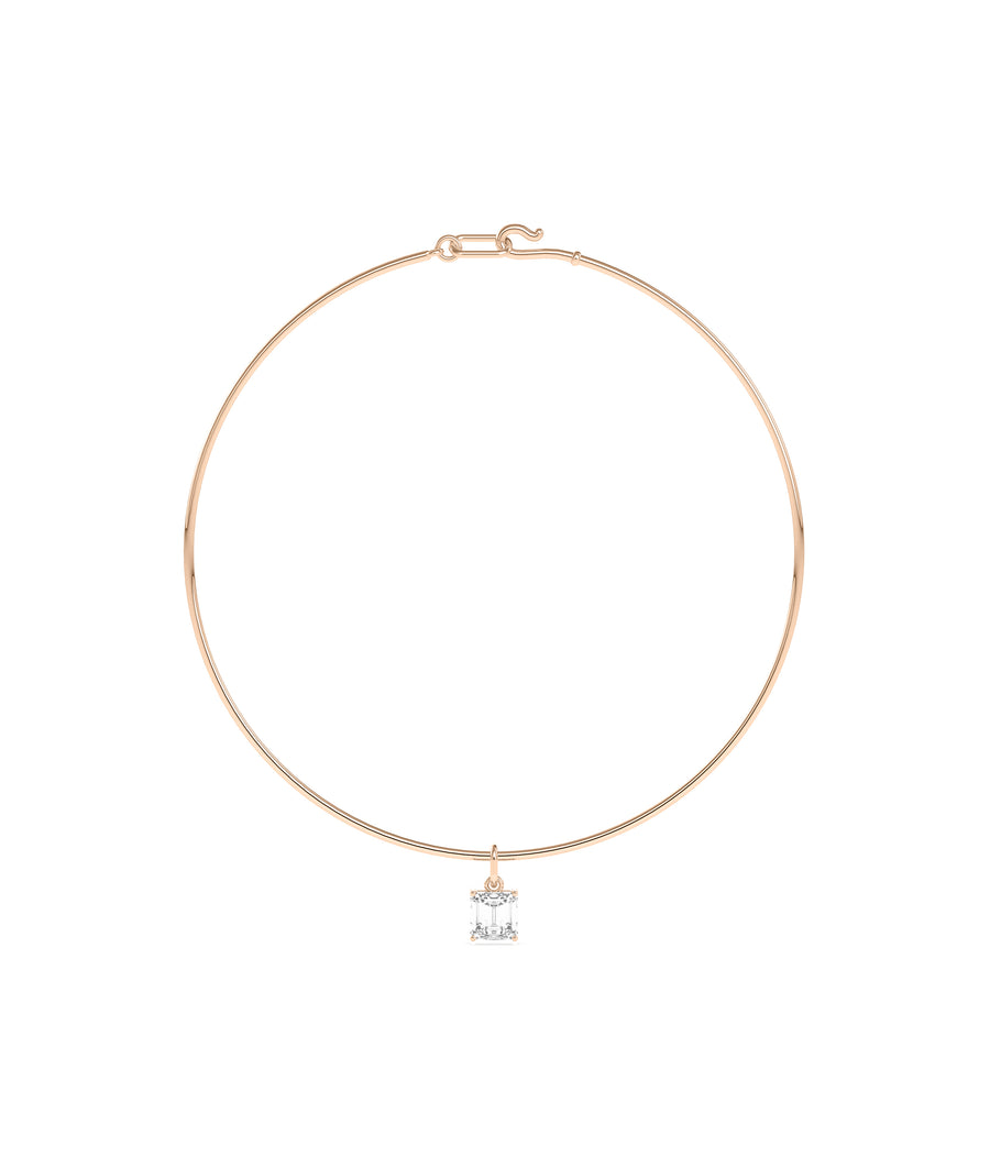 Solitaire lab diamond collar necklace in 14K rose gold