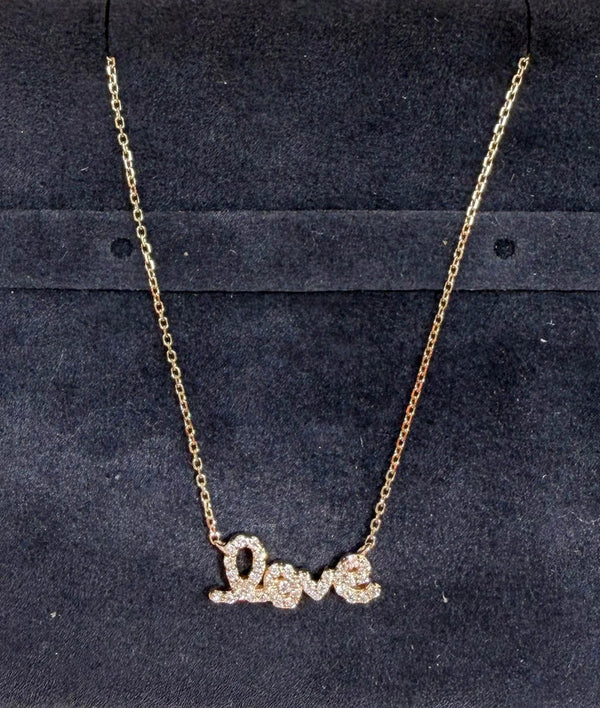 Pave Diamond Love Necklace media alternate view