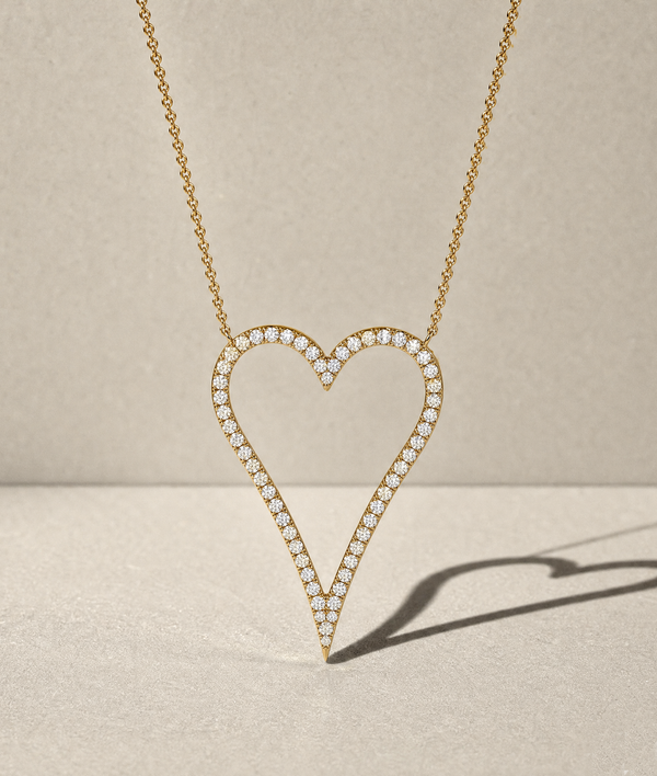 Diamond outline heart necklace in 14K solid gold alternate view