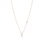 Pave Diamond Initial with Solitaire Birthstone Necklace media