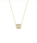 Emerald Cut Bubble Solitaire Diamond Necklace