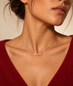 Personalized diamond pave name necklace crafted in 14K solid gold