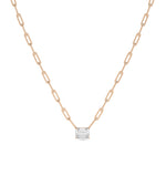 Emerald Cut Solitaire Paper Clip Necklace media