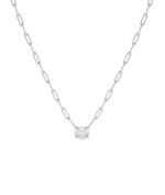 Emerald Cut Solitaire Paper Clip Necklace media
