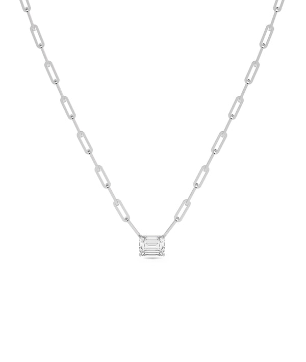 Emerald Cut Solitaire Paper Clip Necklace media alternate view