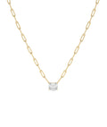 Emerald Cut Solitaire Paper Clip Necklace
