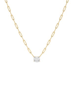 Emerald Cut Solitaire Paper Clip Necklace media