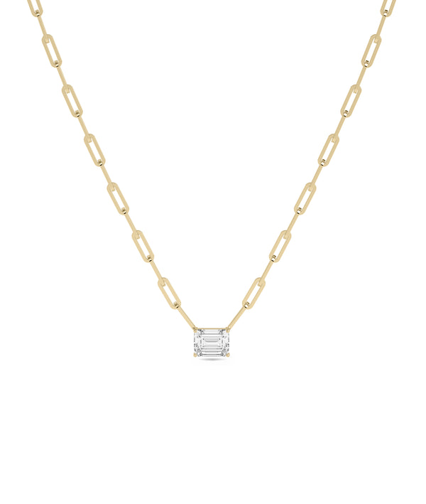 Emerald Cut Solitaire Paper Clip Necklace media