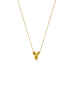Multi shape 3 stone solitaire necklace in 14K yellow gold with citrine gemstones