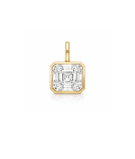 Solitaire pear shape bezel charm pendant in 14K solid gold