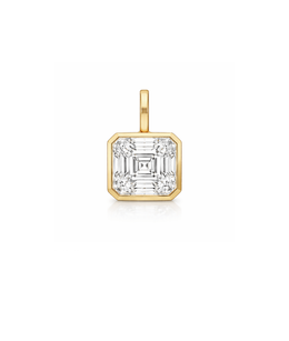 Solitaire pear shape bezel charm pendant in 14K solid gold