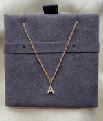 Diamond pave initial charm pendant in 14K solid gold personalized