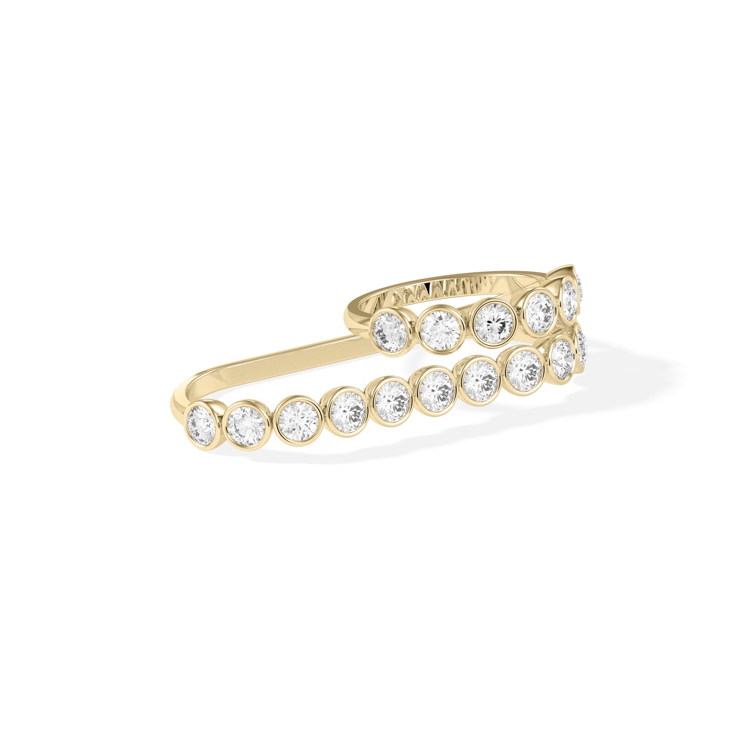 Bezel Round Lab Diamond Two-Finger Ring media